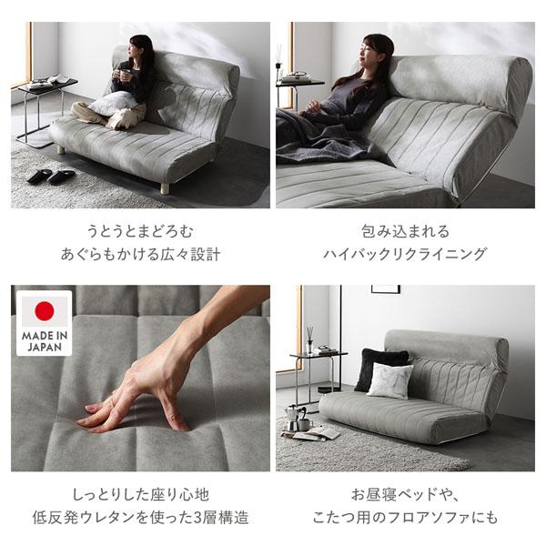 ローソファ 2人掛け 幅130cm ダブル リクライニング ハイバック 低反発