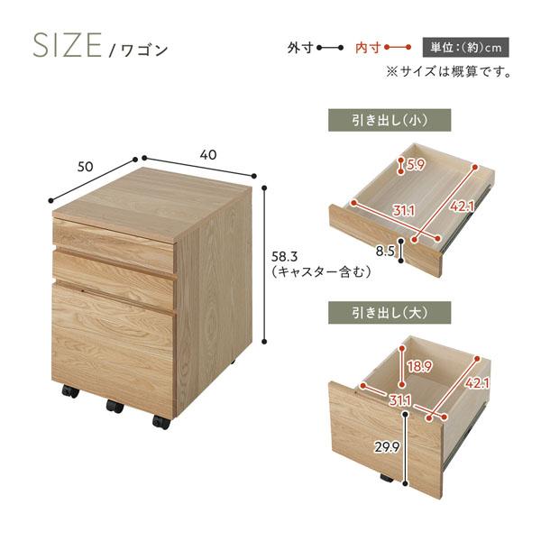 RASIK（ラシク） 学習机 4点セット(デスク+ワゴン+卓上シェルフ+ラック
