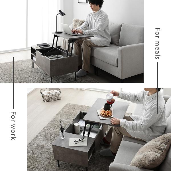折りたたみ式黒テーブル2台セット RASIK（ラシク） 昇降式ローテーブル 幅88cm センターテーブル 机 作業
