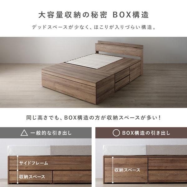 RASIK（ラシク） 宮付 チェスト ベッド ダブル ベッドフレームのみ