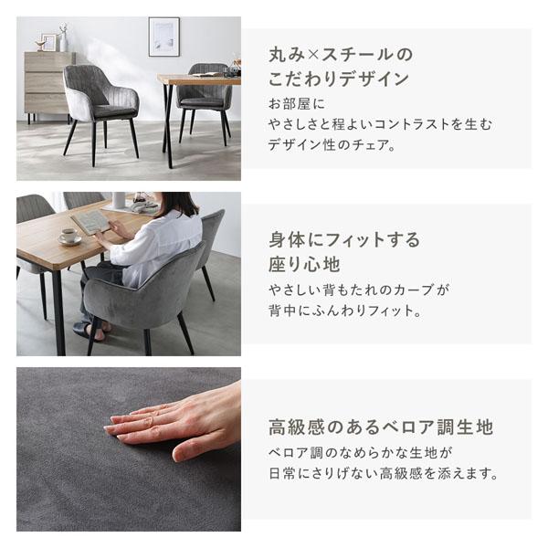 RASIK（ラシク） ダイニングチェア 2脚セット ベロア調生地 脚裏