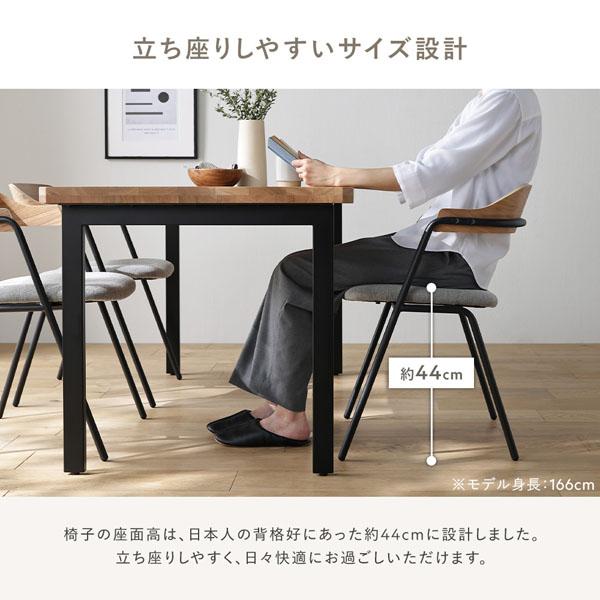 ②RASIK ダイニングチェア シンプルタイプ ストーン×ブラック RASIK（ラシク） ダイニングチェア 2脚セット スレートグレー
