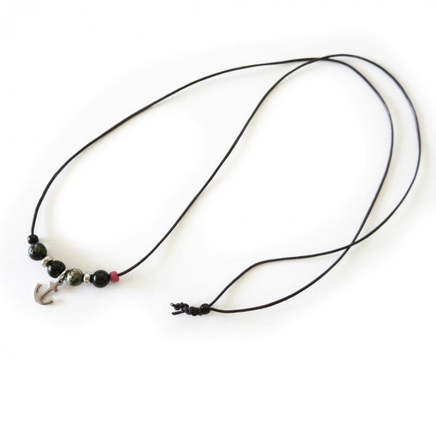 革紐チョーカー オールステンレス マリン 錨 イカリネックレス アフリカンターコイズ オニキス パワーストーンレザーネックレス 皮紐調整可能 Bn10 ベストアクセ 通販 Yahoo ショッピング