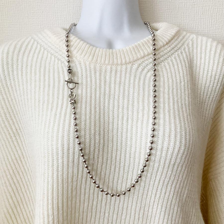 6mm幅 80cm ロングネックレス ステンレスボールチェーン : ベスト