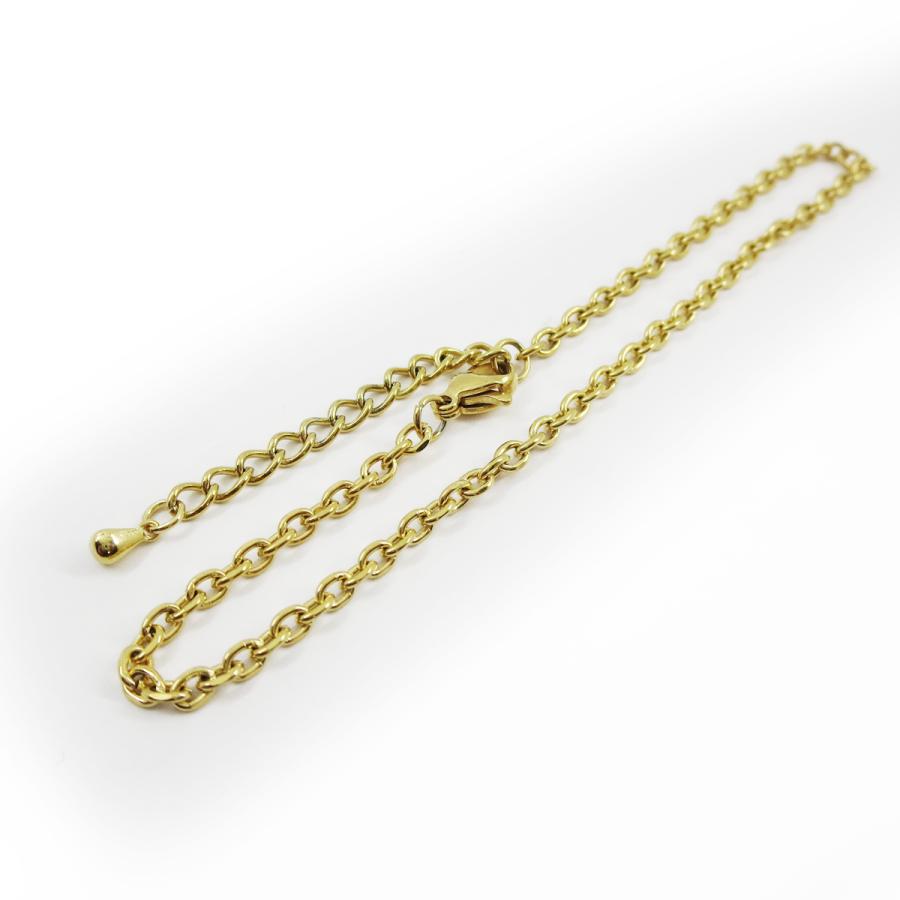 2.9mm幅 小豆4面カット ステンレスチェーンアンクレット あずきチェーン ゴールド 小豆 | 