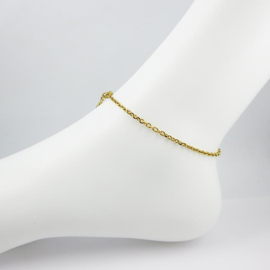 2.9mm幅 小豆4面カット ステンレスチェーンアンクレット あずきチェーン ゴールド 小豆 |  | 04