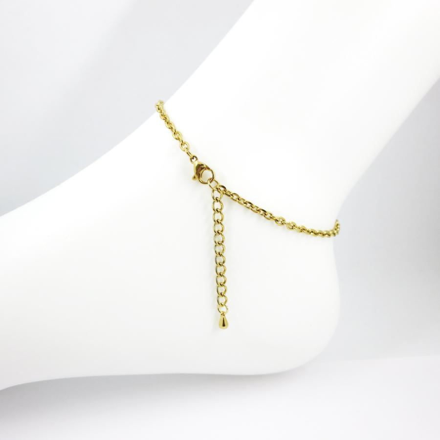 2.9mm幅 小豆4面カット ステンレスチェーンアンクレット あずきチェーン ゴールド 小豆 |  | 05