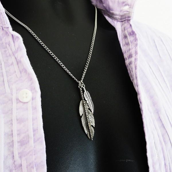 合金ネックレス フェザーペンダント ステンレスチェーン付き : ベスト
