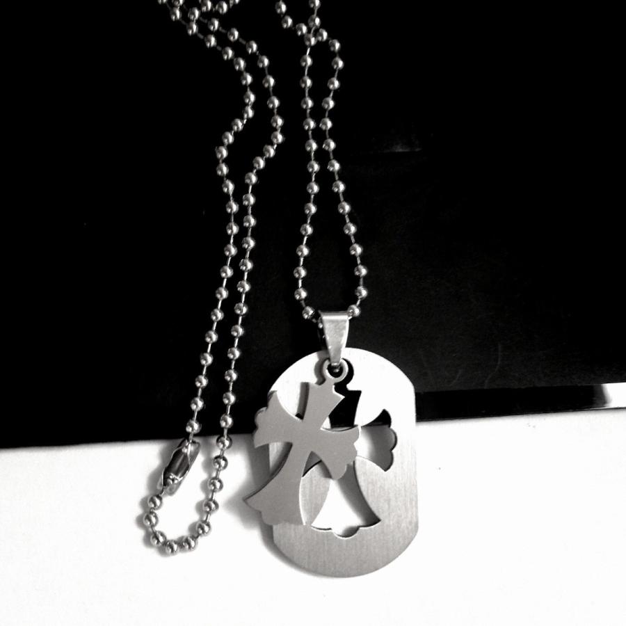 ステンレス製ドッグタグペンダント 型抜きクロス : ベストアクセ