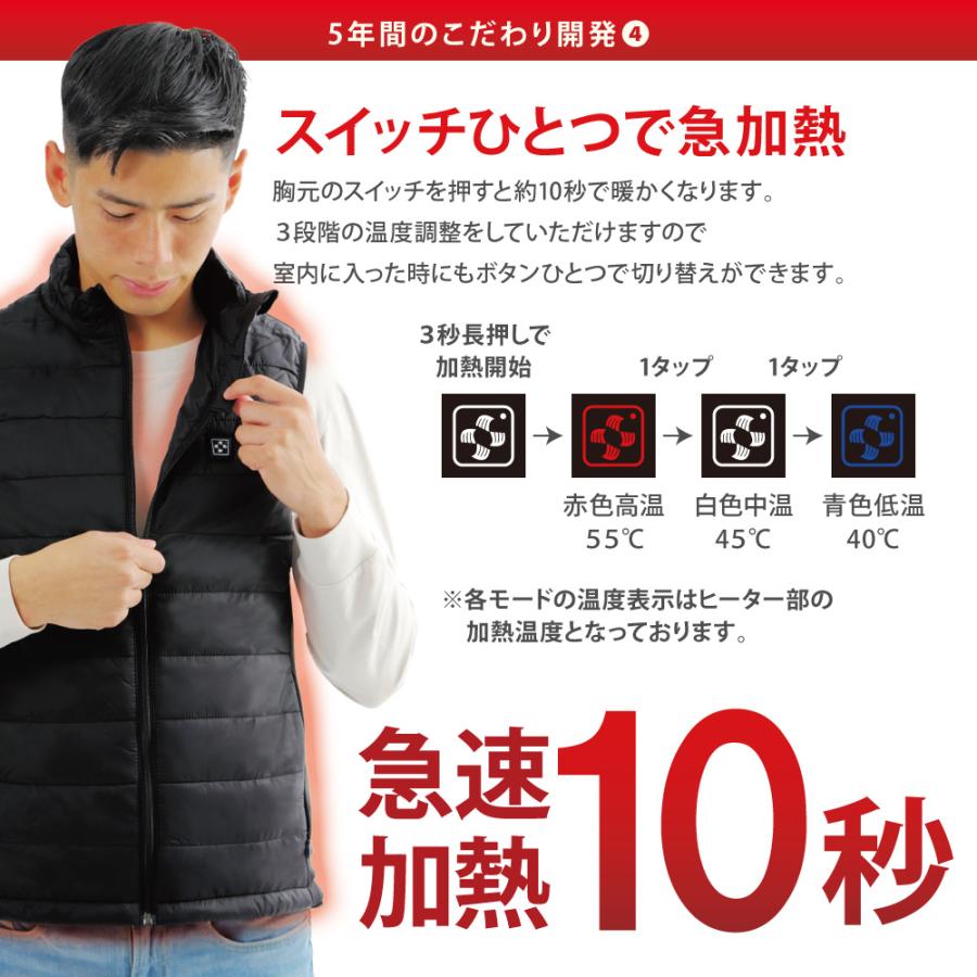 電熱ベスト ヒーターベスト 電熱ウェア 服のみ モバイルバッテリーが使える 日本製カーボン ヒートベスト ヒーター付きベスト 防寒