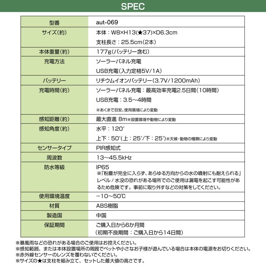 4台セット 猫よけ 猫よけ対策 最強 庭 駐車場 撃退 イノシシ ハクビシン 害獣 超音波 カラス 犬 野良猫 音声 フラッシュ ソーラー充電 USB充電 法人  爆買_9