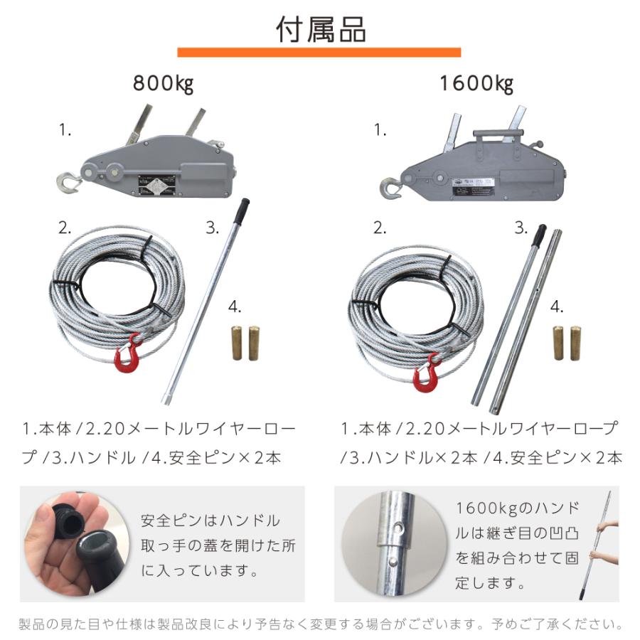 ウインチ ハンドウィンチ 1600kg チルホール ハンドウインチ 20m ワイヤーロープ レバーホイスト 荷締機 土木 建設 林業 伐採 牽引｜bestanswe｜10