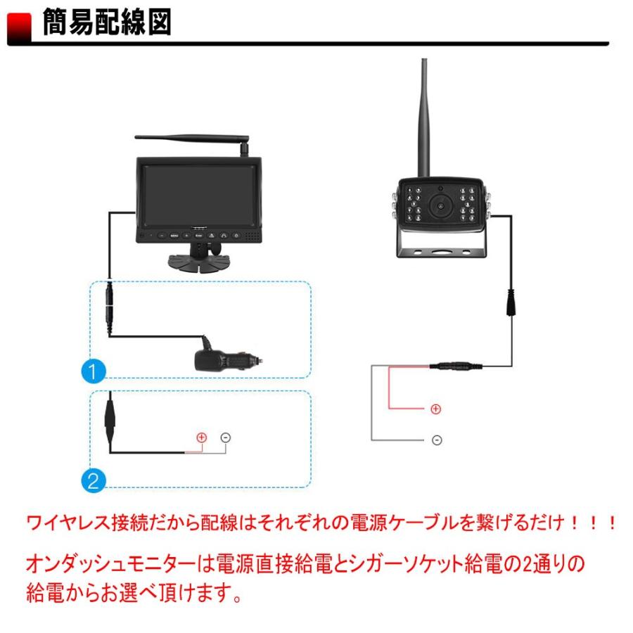 7インチ オンダッシュ バックカメラ 後付け トラック用品 ワイヤレス 大型車載モニター セット 無線技術適合 24v 広角 140度 付 後方モニター｜bestanswe｜10