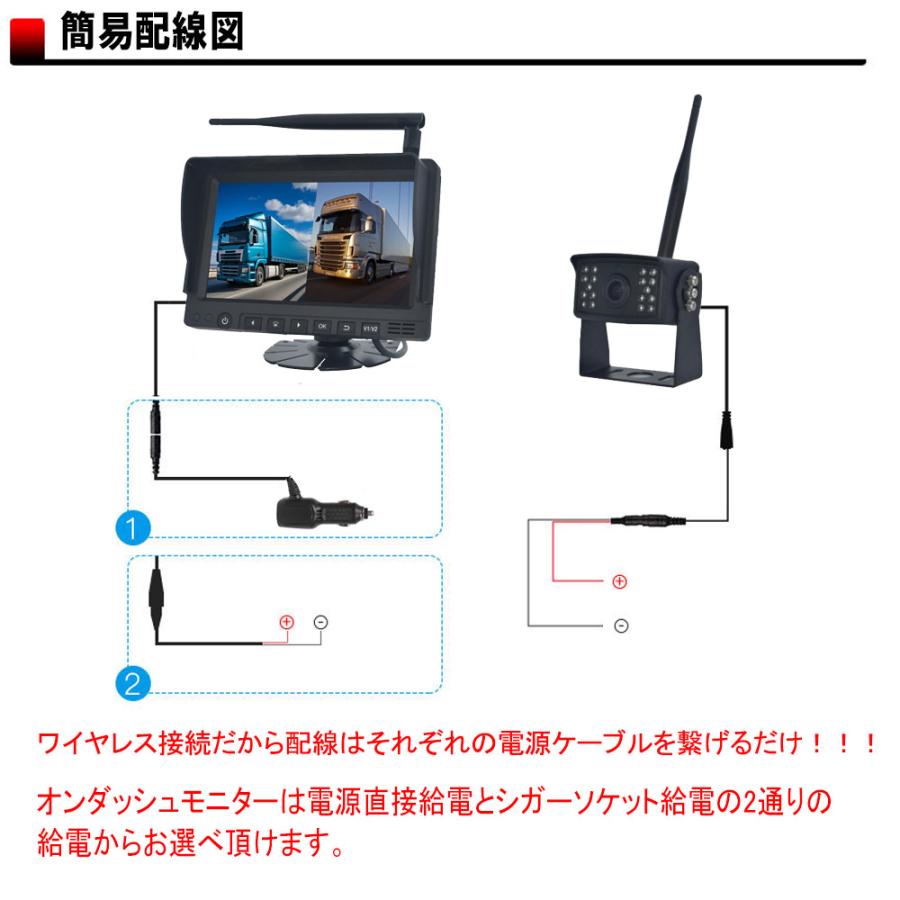 バックカメラ モニター セット 7インチ 後付け トラック ワイヤレス