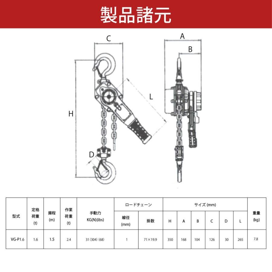 Bestanswer（ベストアンサー） レバーホイスト 1.6 t 1600kg チェーン