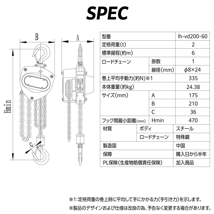 Bestanswer 手動式チェーンブロック 2t 揚程6m グレード80 軽量 Bestanswer 手動式チェーンブロック 2t 揚程6m グレード80 軽量