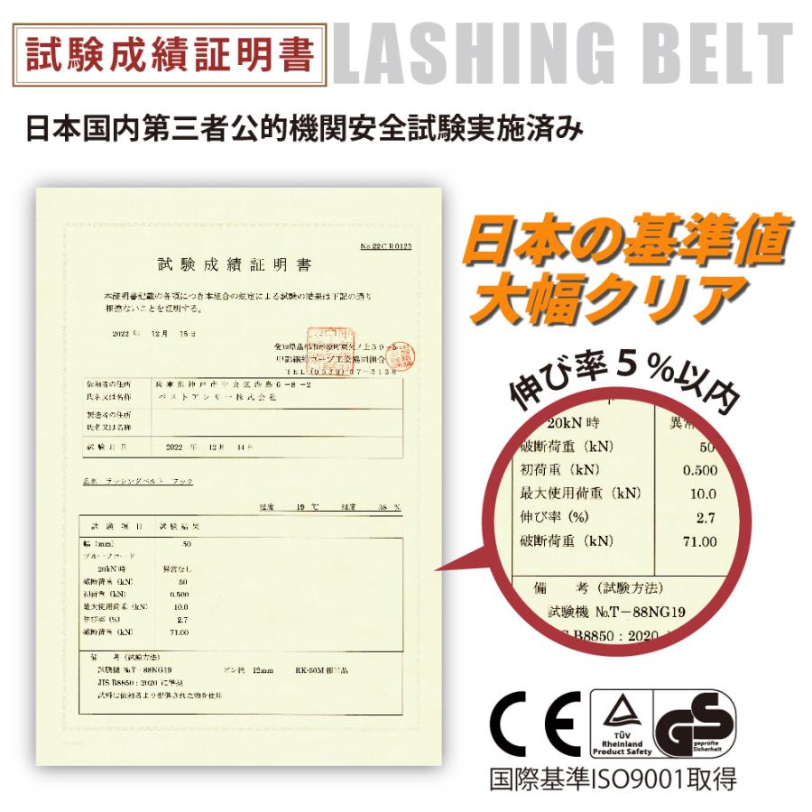 ラッシングベルト 50mm Jフック 10本 固定側0.5m 巻側10m 荷締機 ラチェット ベルト 種類｜bestanswe｜09