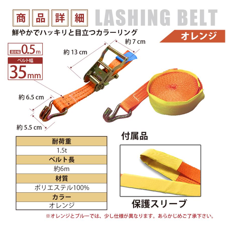 値引き ラッシングベルト Jフック 1本単品 固定側0.5m 巻側8m 幅50mm