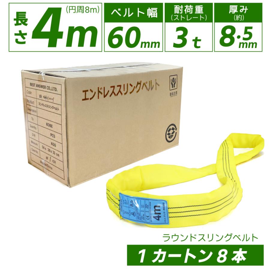 スリング スリングベルト ナイロンスリング ベルトスリング エンドレス 4m 3000kg カートン 13本 まとめ買い 大量 業務用 吊り具 送料無料 誕生日 お祝い