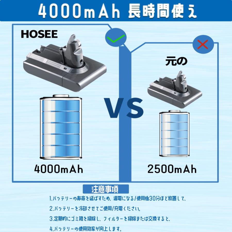 v6 互換バッテリー ダイソン 掃除機 互換品 大容量 4000mAh バッテリー