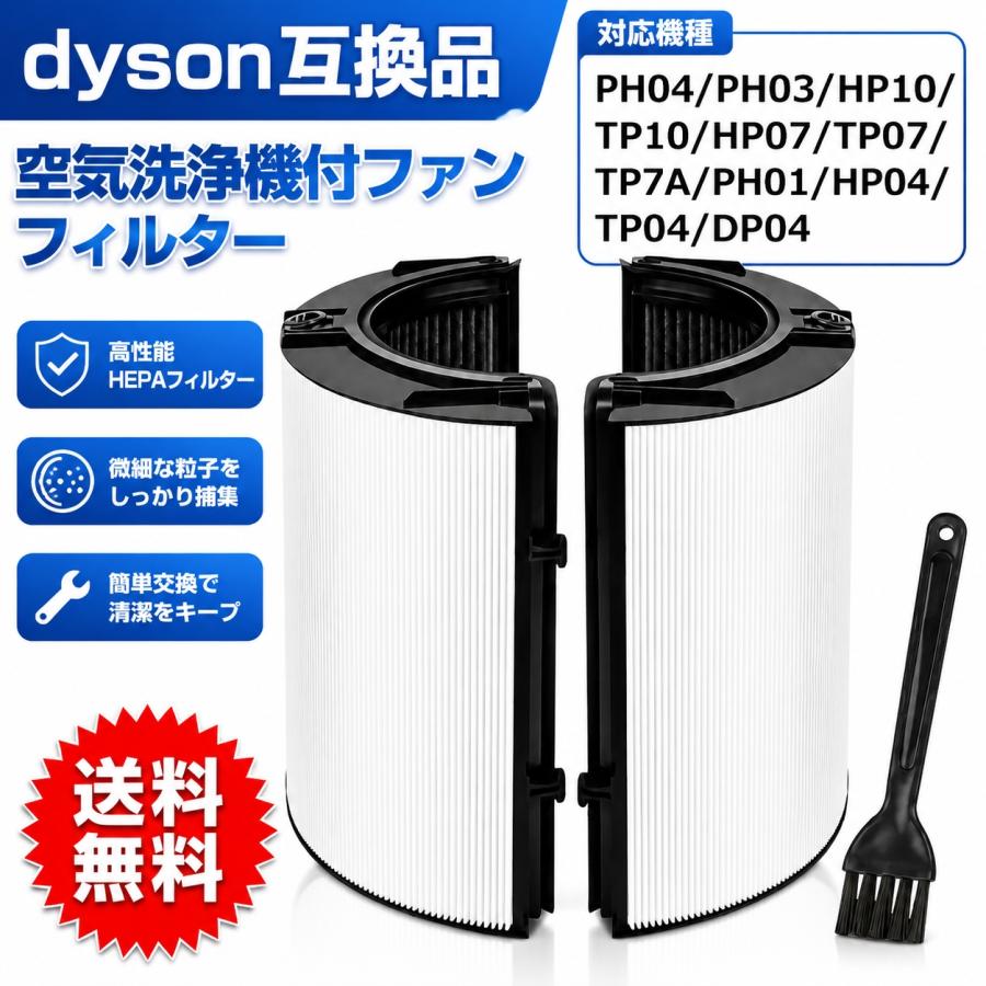 ダイソン(Dyson)互換 一体型リサイクルグラス HEPA活性炭フィルター