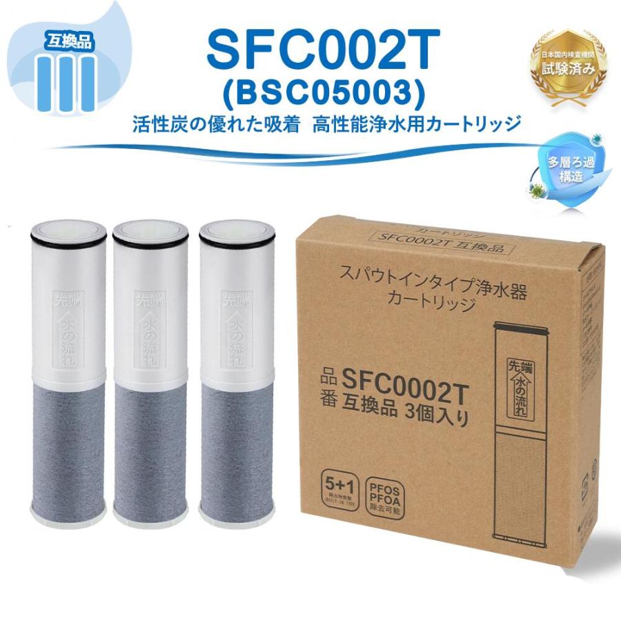 SFC0002T BSC05003 互換品 浄水器カートリッジ SFC0002TTS 交換用 フィルター 浄水栓用互換カートリッジ 3本入（Yahoo!・バンブースト直営ショップ）