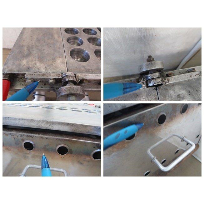 ▽蜜元研究所 業務用 半自動たこ焼機(片面16穴深型)ガス台付 3連 LP