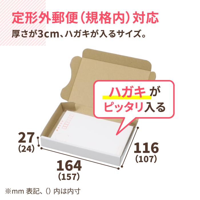 ダンボール 段ボール箱 3センチ 小型 ハガキ 定形外郵便 規格内 発送  500枚 白 ｜157×107×24mm（5435）｜bestcarton-shop｜02