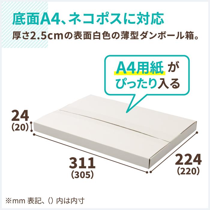 アースダンボール ネコポス ダンボール 段ボール箱 2.5cm A4 定形外
