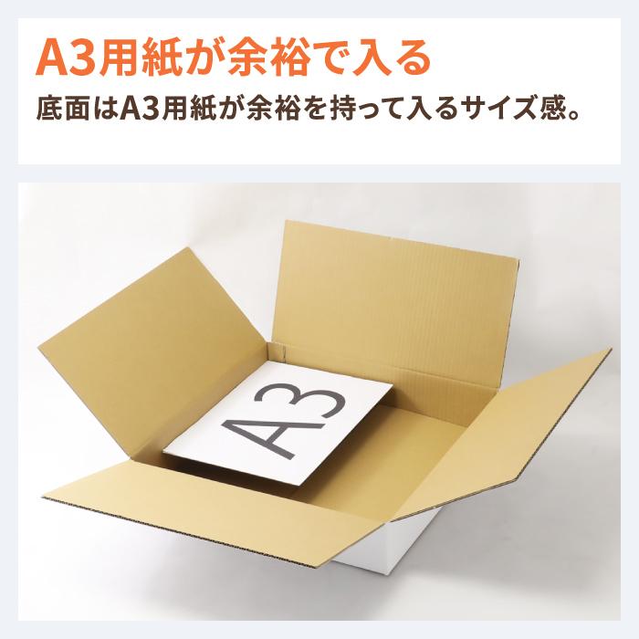 アースダンボール ダンボール 段ボール箱 120サイズ 正方形 A3 浅型 白