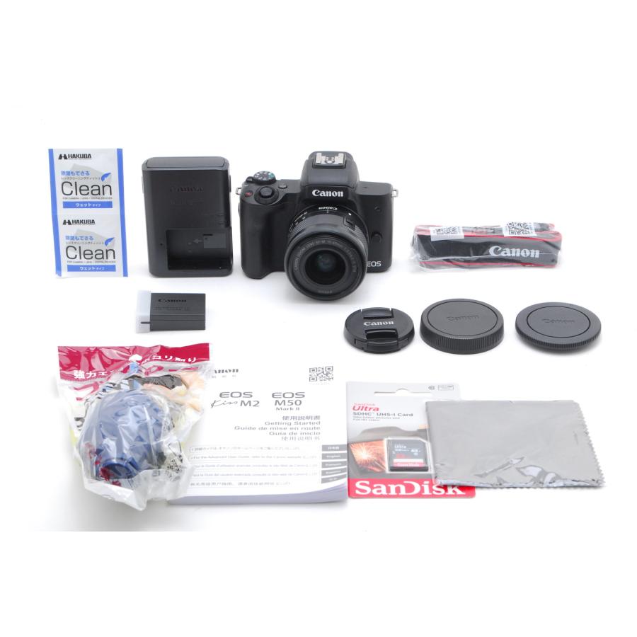 【美品】Canon キヤノン EOS Kiss M2 レンズキット ブラックカラー SD(32GB)カード、おまけ付 1ヶ月保証｜bestchoices｜02