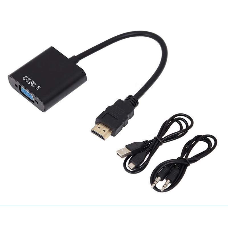 HDMI to VGA 変換 アダプタ DSub ( 黒 ／ ブラック )音声対応、Macでも使える補助電源入力付 ※VGAからHDMIへの変換には非対応 |L｜bestclick