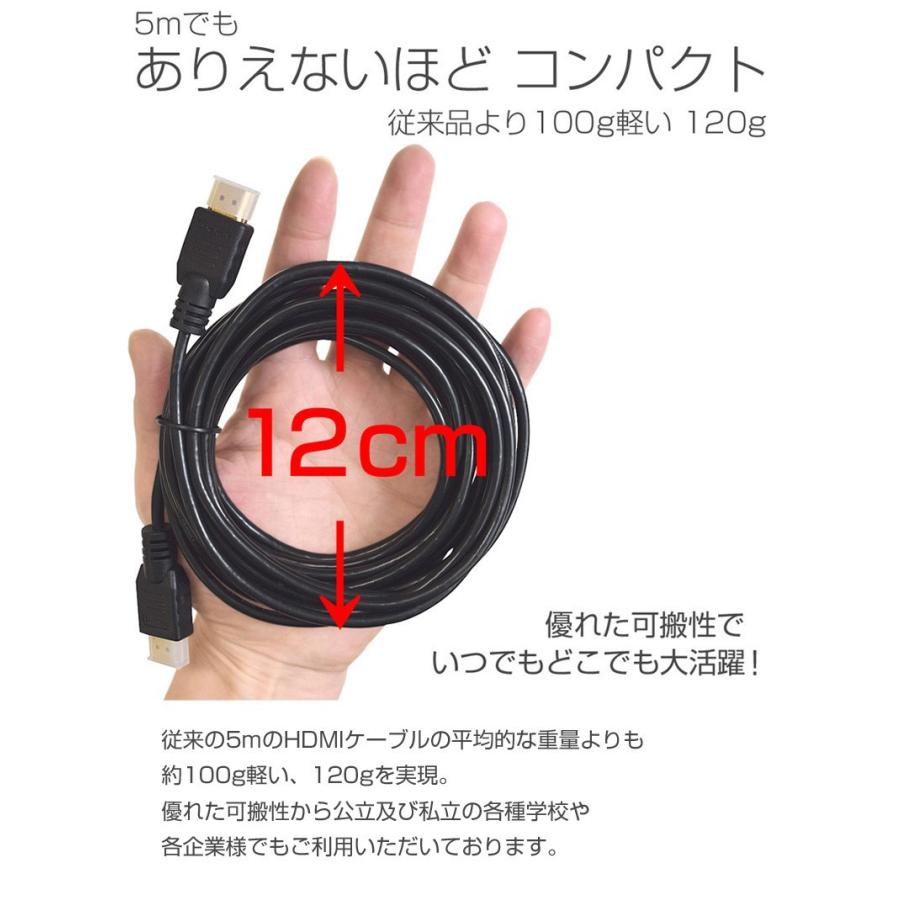 MacLab. HDMI ケーブル 5m 細線 タイプ ハイスピード イーサネット 3D 4K 対応 ver 1.4 相性保証付 スリム |L｜bestclick｜03