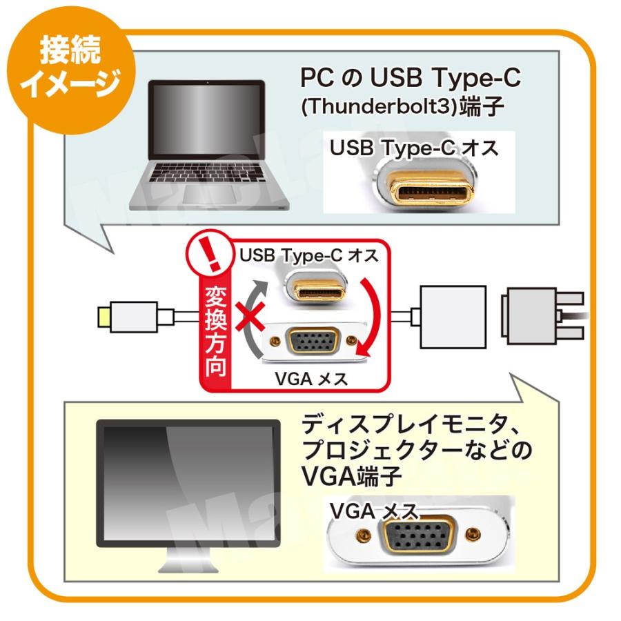 MacLab. USB Type-C ( USB C ) → VGA 変換アダプタ【2019年のMacには非対応です】 Thunderbolt3 dsub 15ピン 互換 BC-UCV2WSc |L｜bestclick｜03