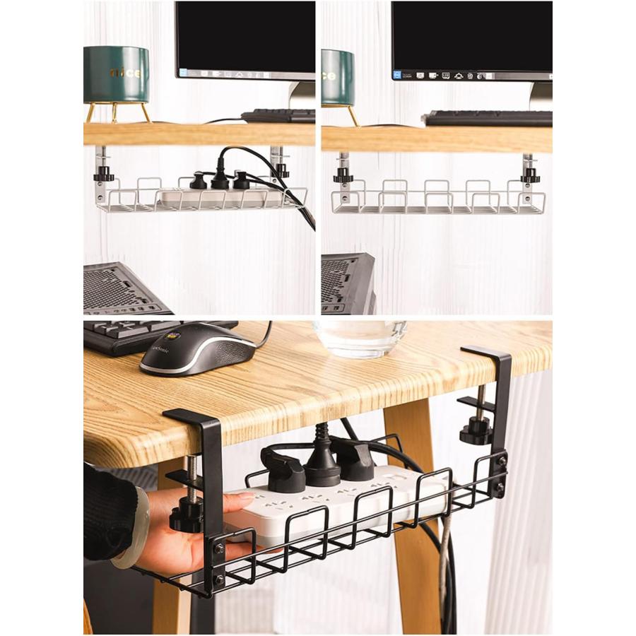 ケーブルトレー デスク下 収納 ワイヤートレー ケーブル 天板厚1.5-4cm