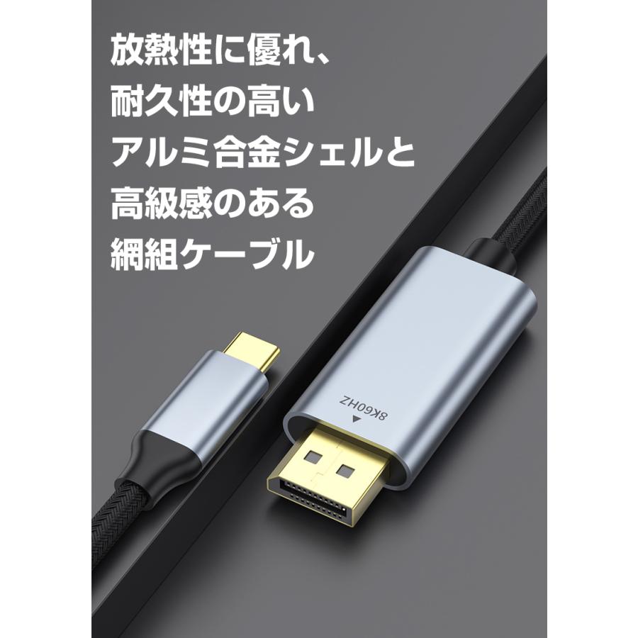 BestClick! USB Type-C Displayport 変換 ケーブル 2m HDR対応