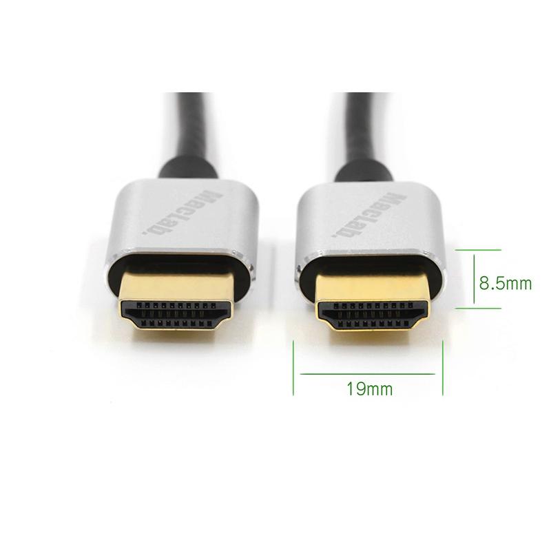 MacLab. HDMIケーブル 2m 最大4K（60Hz）対応 スリム細線タイプ アルミ