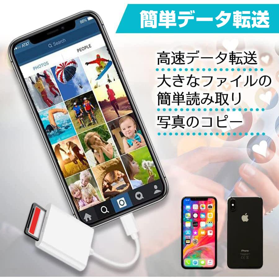 iPhone iPad 対応 Lightning SDカードリーダー iOS26／iOS18対応 2in1