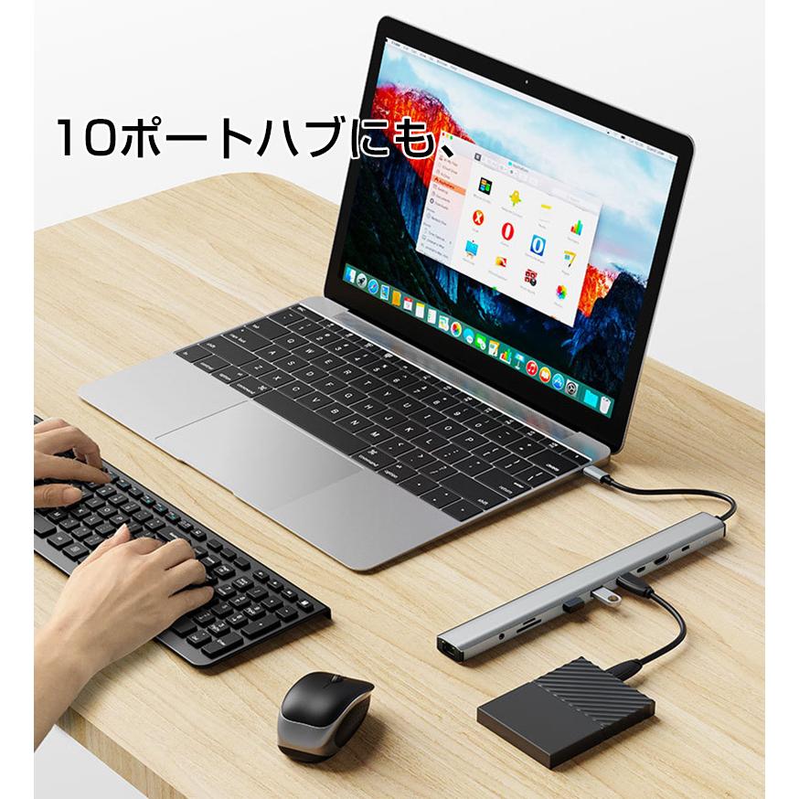 USB Type-C ハブ 10-IN-1 ドッキングステーション [ 4K HDMI＋USB 3.0