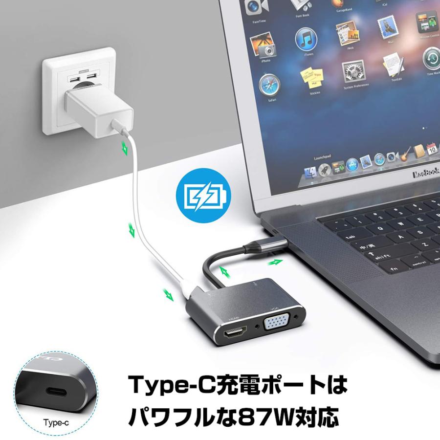 BestClick! USB Type-C HDMI VGA USB3.0 PD充電87W ミラーリング タイプc usbc hdmiケーブル 変換 アダプター thunderbolt3-4 ハブ Apple MacBook  |L｜bestclick｜02