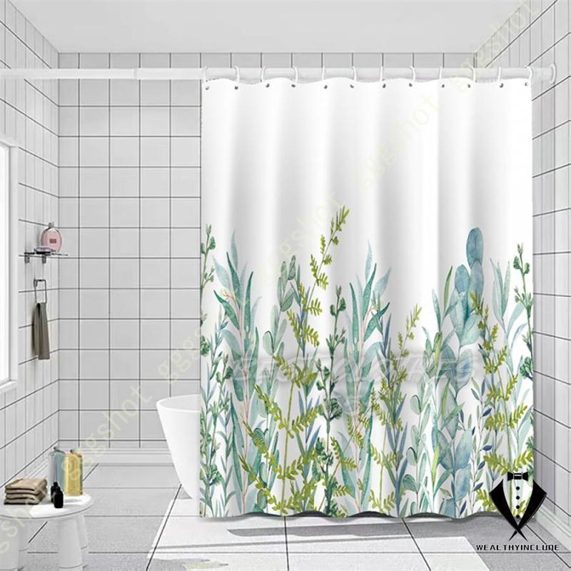 シャワーカーテン 植物 185*185 120*200 おしゃれ 耐水型 取付簡単 カフェカーテン 猫 ポリエステル繊維 高級 バスタブ 軽量