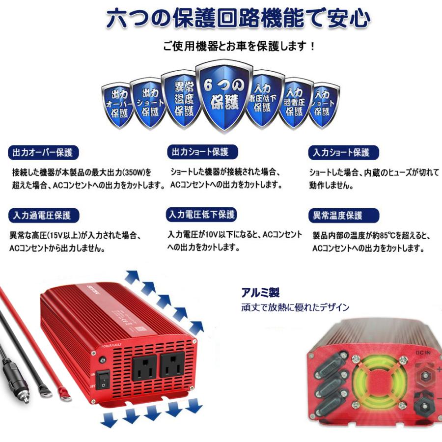 カーインバーター インバーター 1000W 大容量 シガーソケット充電器 12V車用 AC 100V 車載コンセント 矩形波 防災 グッズ  MRI10010 BESTEK｜bestek｜05