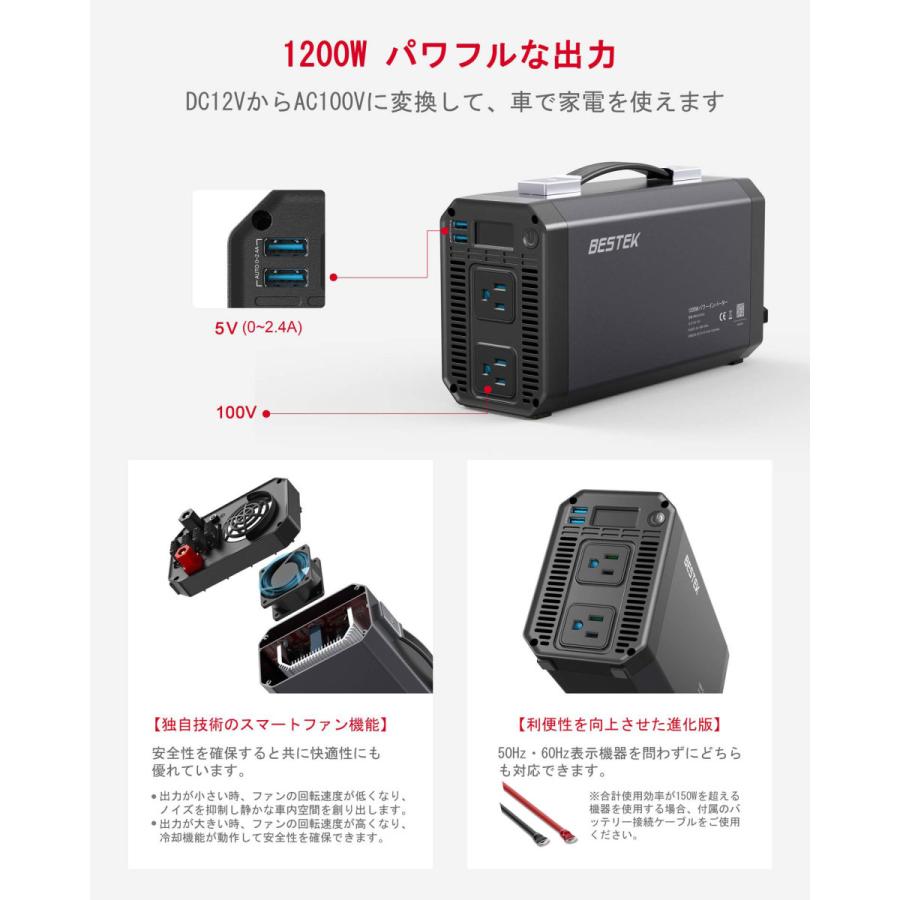 カーインバーター インバーター 1200W カー パワー チャージャー