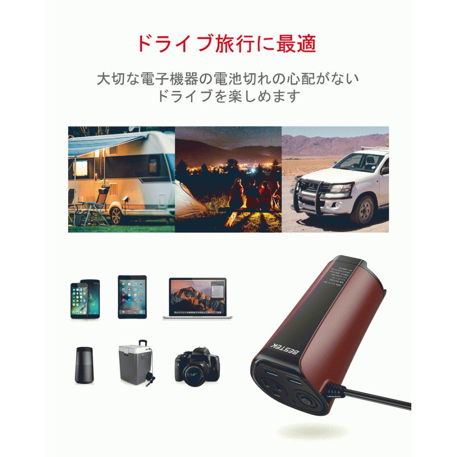 カーインバーター インバーター150W 車載充電器 六つ保護機能 DC12VをAC100Vに変換 12V車対応 MRI1510NU 送料無料 BESTEK｜bestek｜06