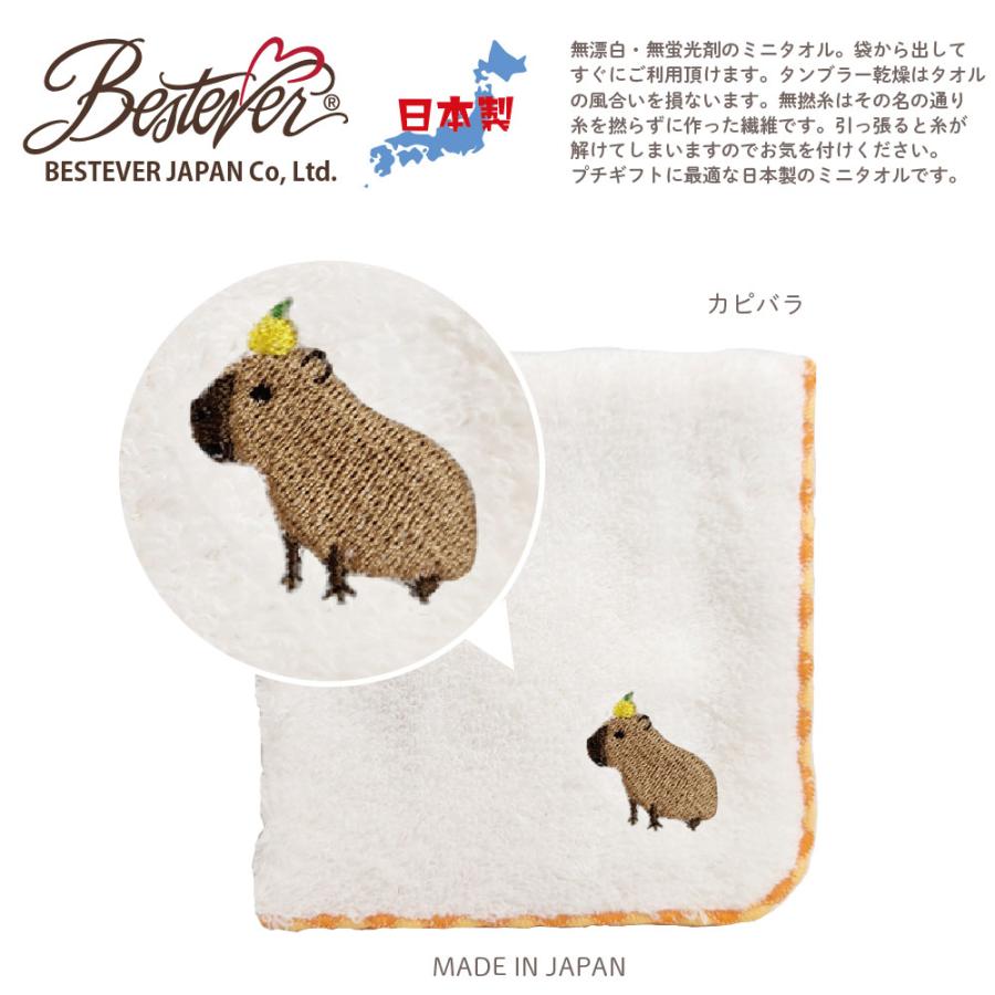 BESTEVER】かわいい動物のワンポイント刺繍付き 無撚糸パイルハンド