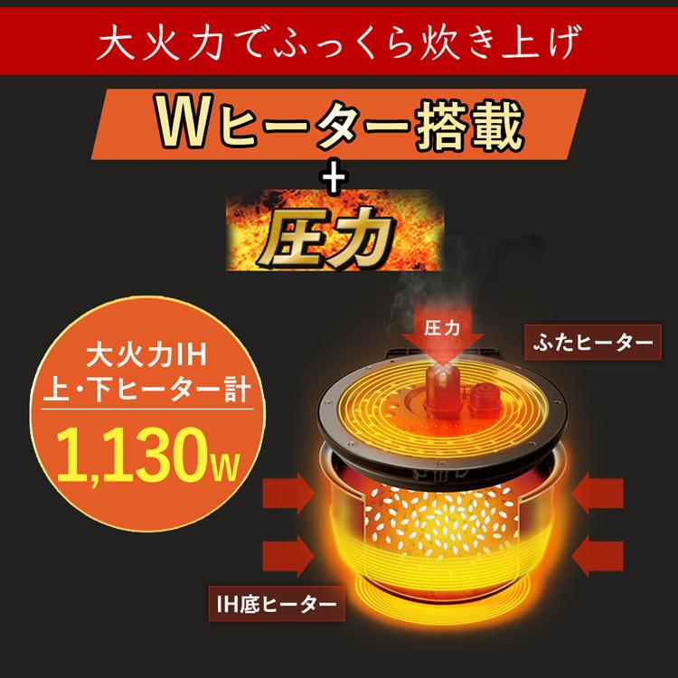 IRIS OHYAMA 圧力IHジャー炊飯器 5.5合 RC-PCA50-H グレー アイリス