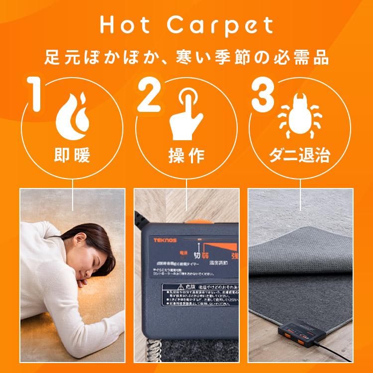 ホットカーペット 1.5畳 本体 TEKNOS 125×180cm おしゃれ 節電 ダニ