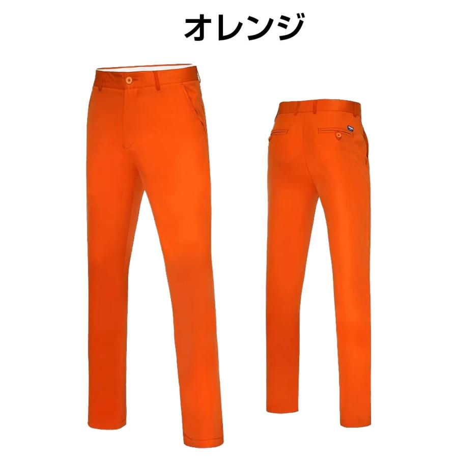 ゴルフパンツ メンズ 撥水性 チノパン ゴルフウェア 無地 細身 ロング