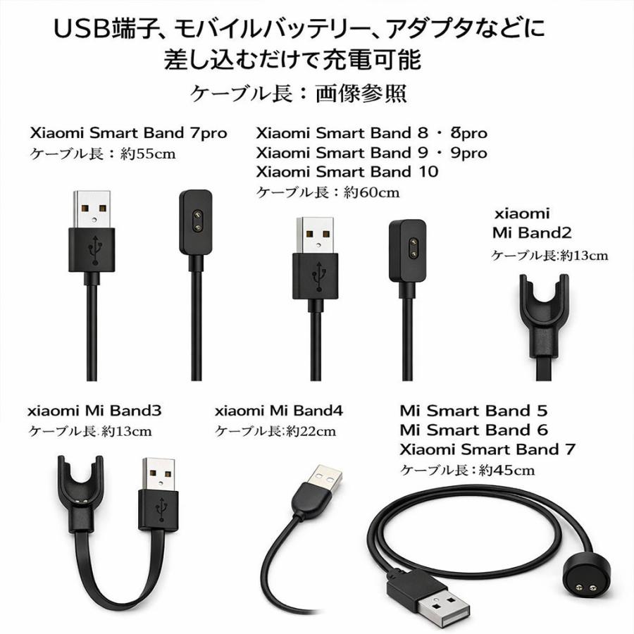 スマートウォッチ 充電ケーブル Xiaomi 対応 Smart Band 10 9 8 7 6 5