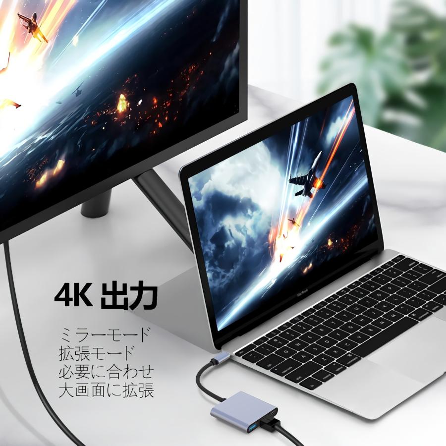 3-in-1 USB Type c HDMI アダプタ USB-C ハブ 4K対応 HDMI出力ポート USBタイプC急速PD充電 USB 3.0ポート iPad Pro MacBook Pro/Air 等対応｜bestliving｜05